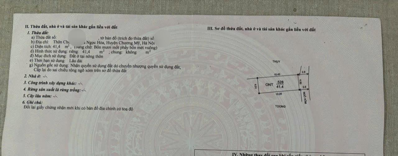 Đất nền Chúc Lý, Ngọc Hòa 41,4m² giá 3 tỷ - Sổ đỏ chính chủ, đầu tư hấp dẫn!