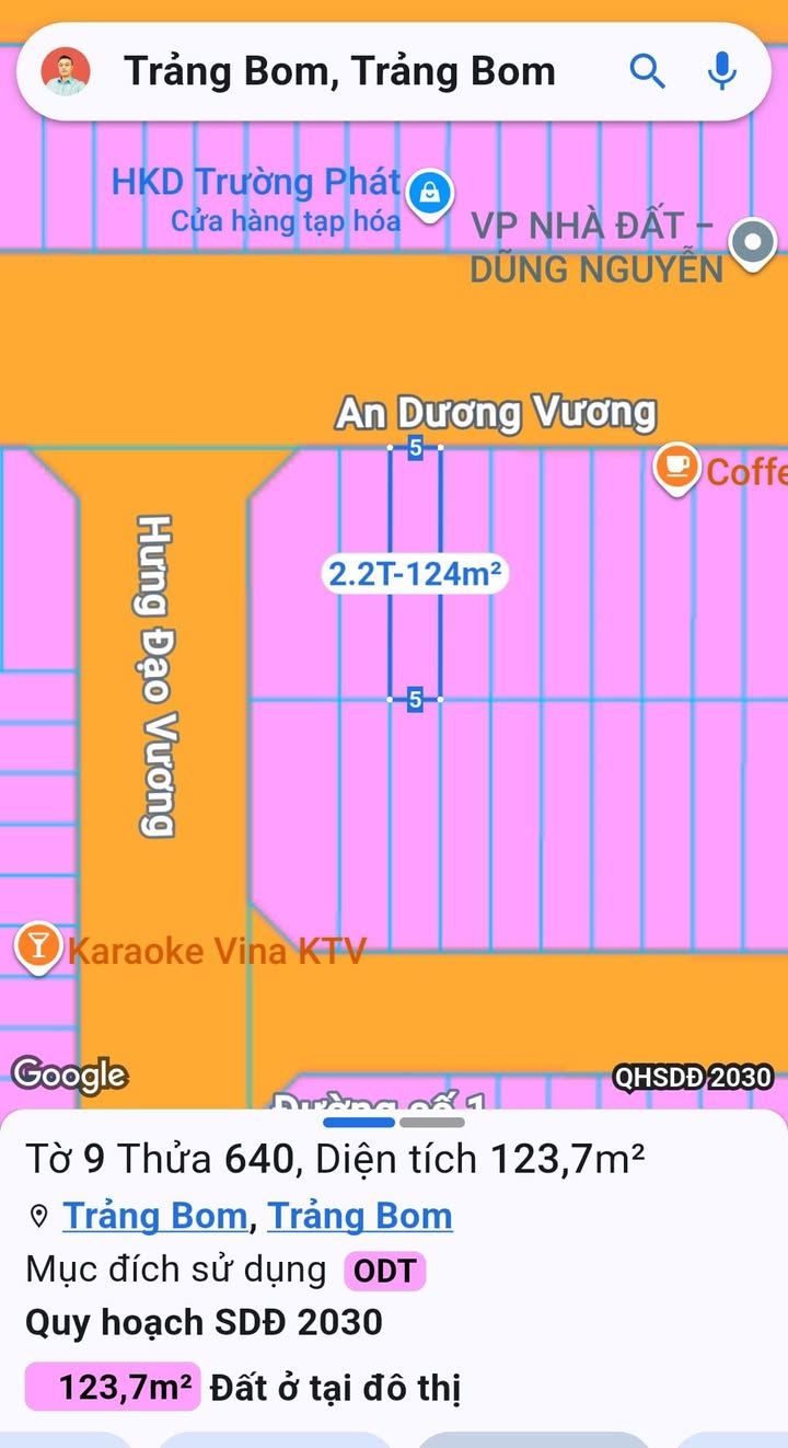 Đất thổ cư An Dương Vương Trảng Bom 125m² giá 2 tỷ - Cơ hội đầu tư tuyệt vời!