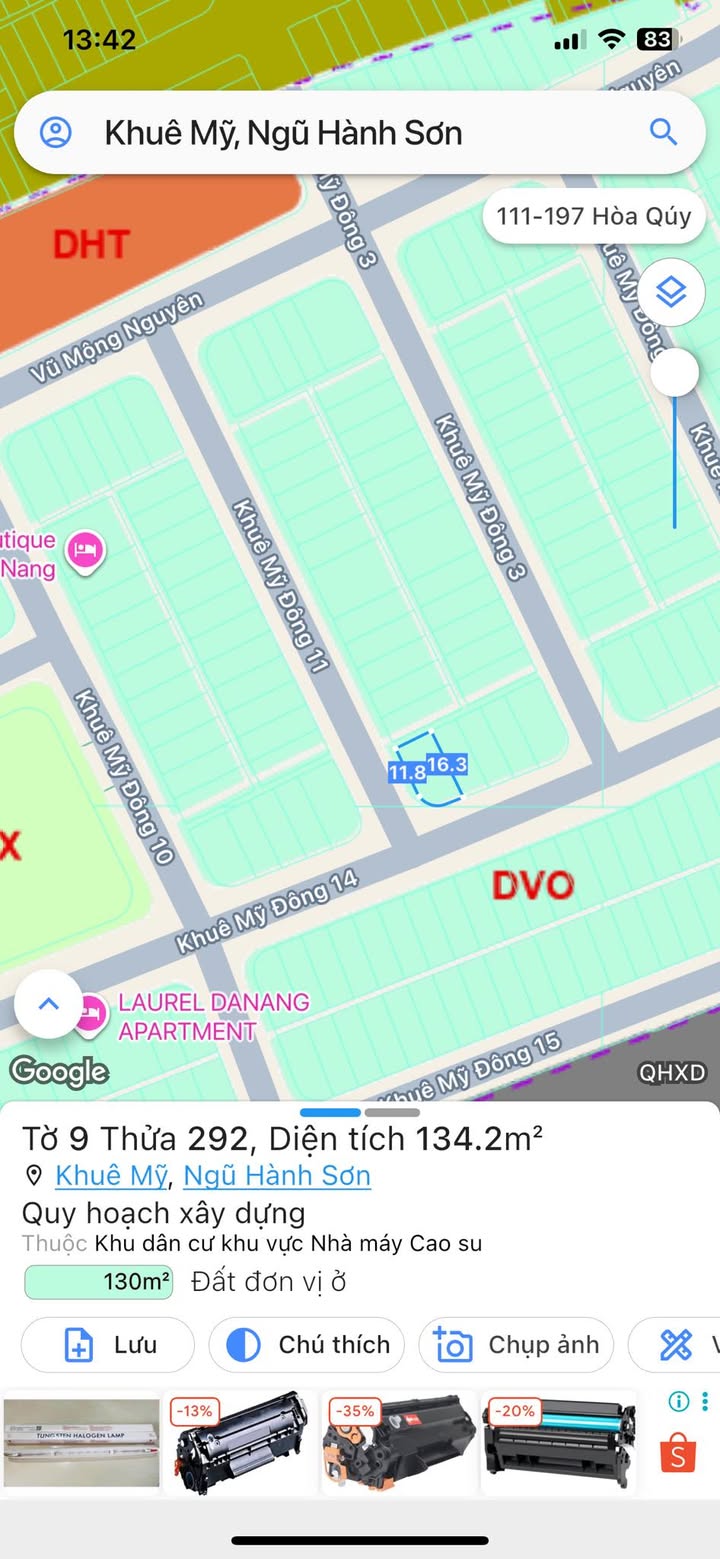 Đất nền Khuê Mỹ, Ngũ Hành Sơn 134m² giá 25.5 tỷ - Lô góc 2 mặt tiền!