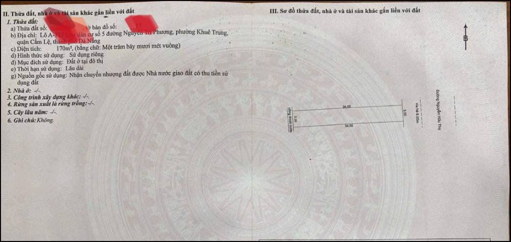 Mặt tiền Nguyễn Hữu Thọ, Đà Nẵng 170m² giá 16.5 tỷ - Đầu tư sinh lời bền vững!