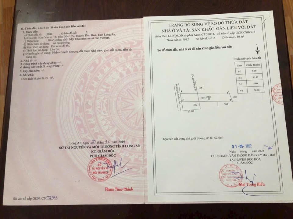 Đất thổ cư KV4 Thị trấn Đức Hòa 150m² giá 980 triệu - Đường nhựa ô tô vào tận nơi!