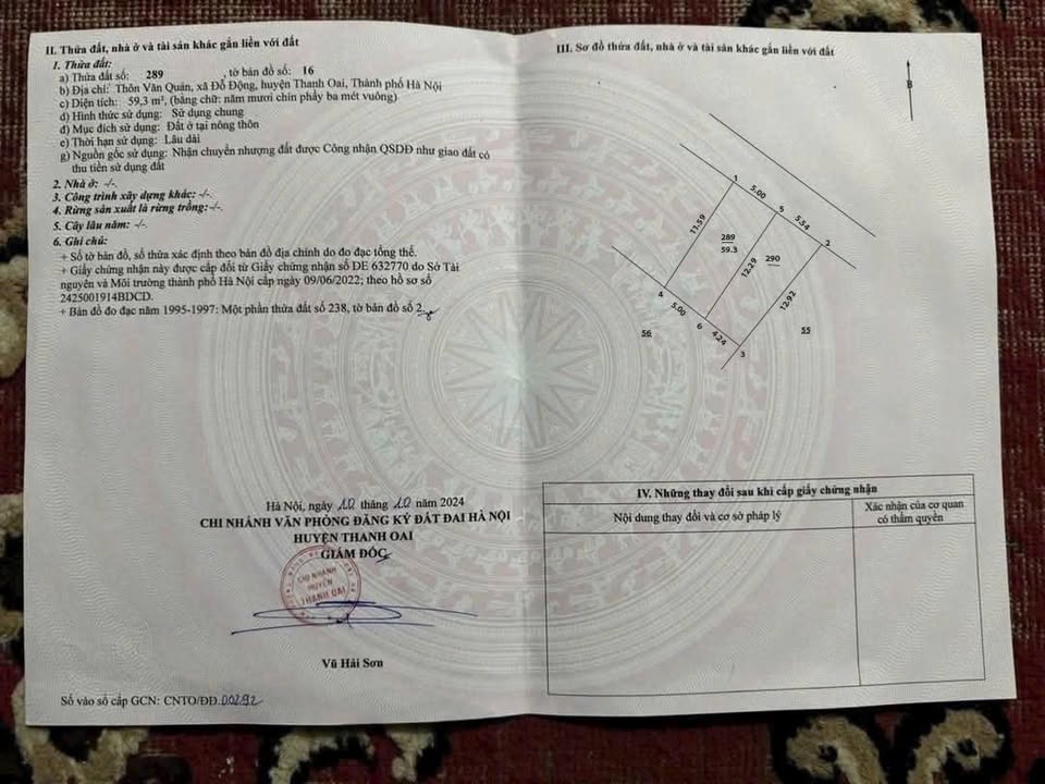 Đất thổ cư Văn Quán, Thanh Oai 59m² giá thỏa thuận - Cơ hội đầu tư hiếm có!