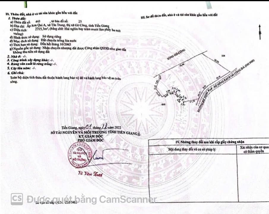 Đất 2 mặt tiền Sông Gò Công, 2715m² giá 2.443 tỷ - Cơ hội đầu tư hấp dẫn!