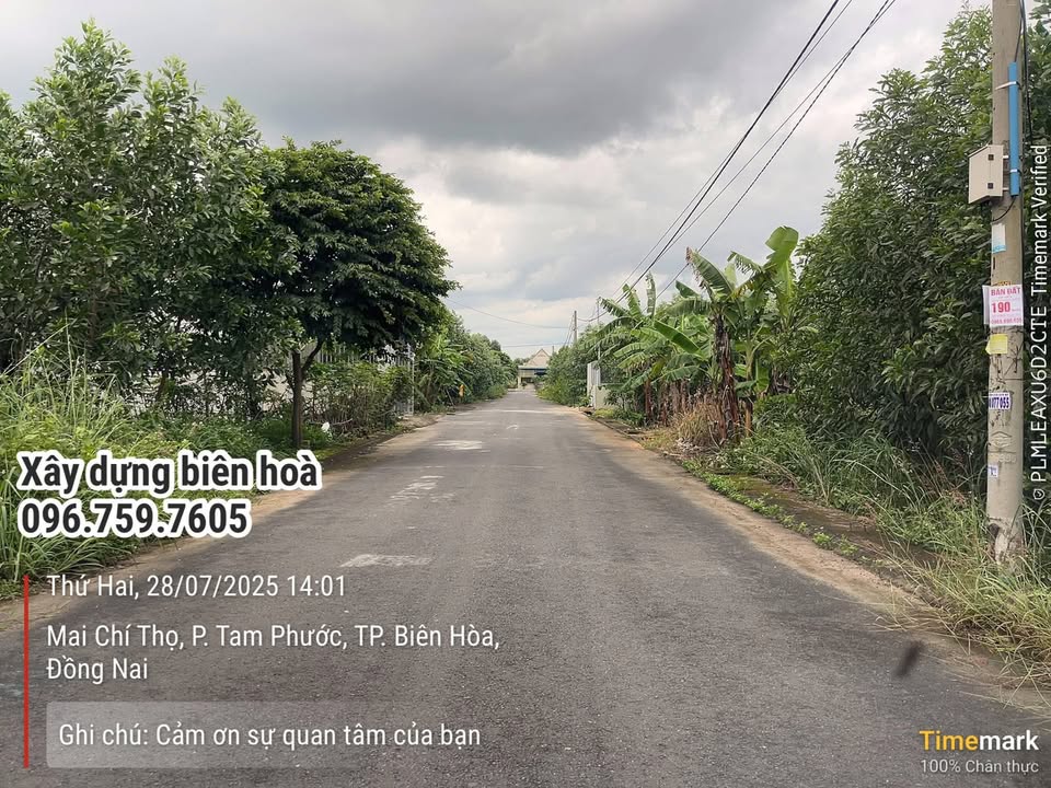 Đất nền Tam Phước Biên Hòa 120m² giá 1 tỷ - Đường rộng thông thoáng!
