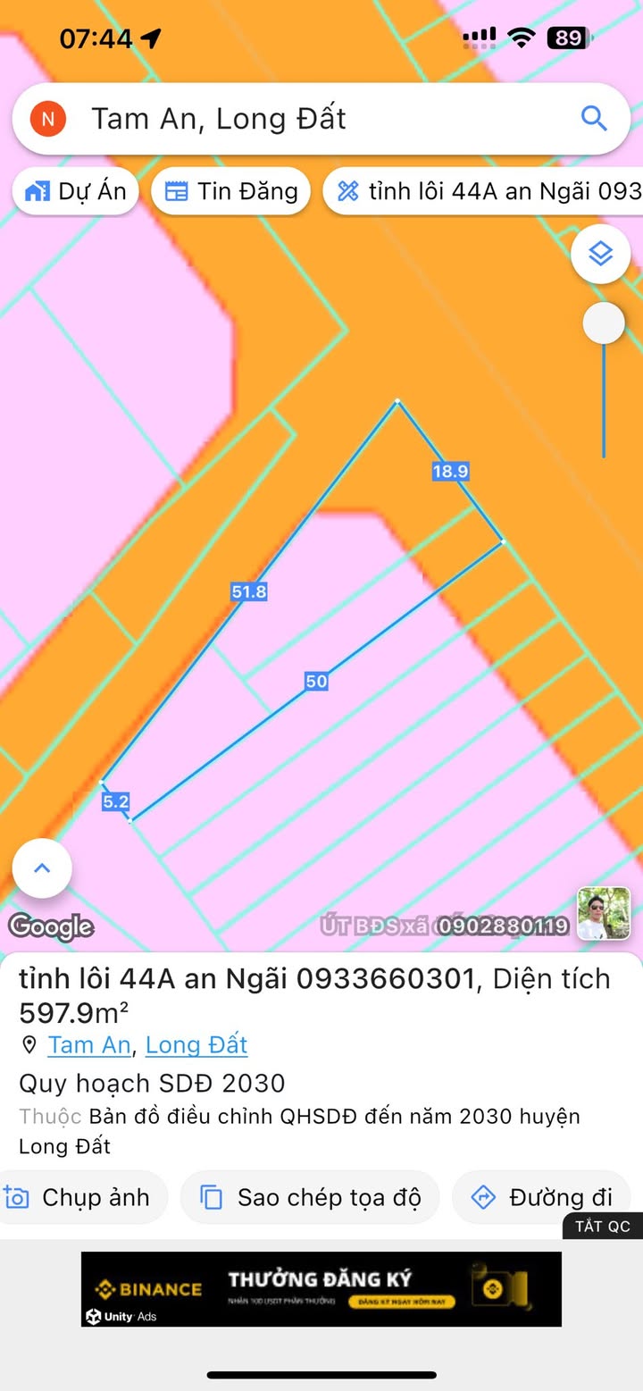 Đất mặt tiền Tỉnh lộ 44A Long Điền 598m² giá 7.2 tỷ - Cơ hội đầu tư hấp dẫn!