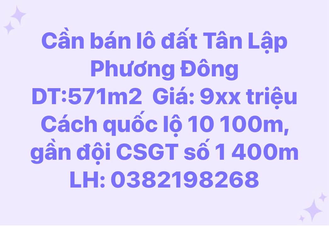 Đất Tân Lập, Phương Đông 571m² giá 9xx triệu - Đầu tư sinh lời ngay!