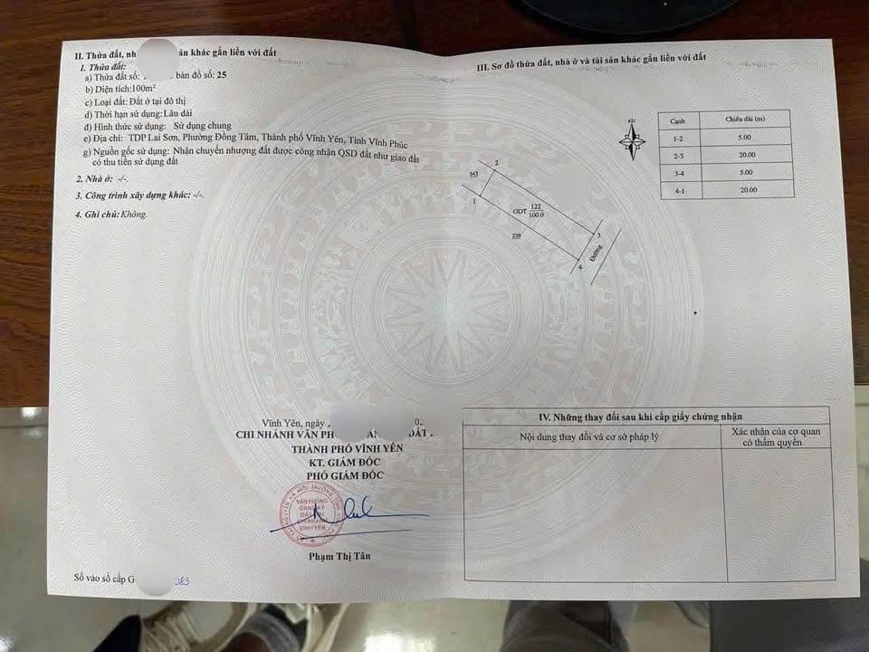 Đất ở phường Đồng Tâm, Vĩnh Yên 100m² giá 1.6 tỷ - Sổ đỏ chính chủ, full thổ cư!