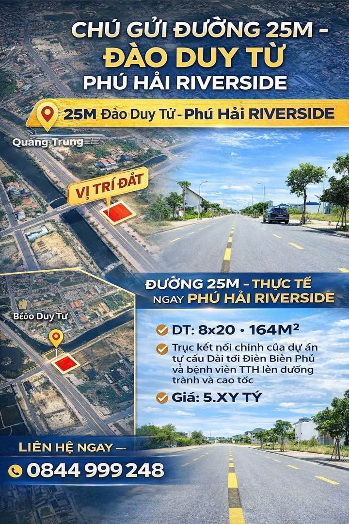 Đất nền Phú Hải Riverside 164m² giá 5.x tỷ - Đường 25m chính dự án