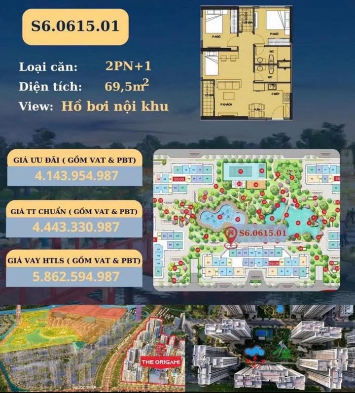 Căn hộ Vinhomes Grand Park Thủ Đức 69,5m² giá 4,14 tỷ - View hồ bơi tuyệt đẹp!