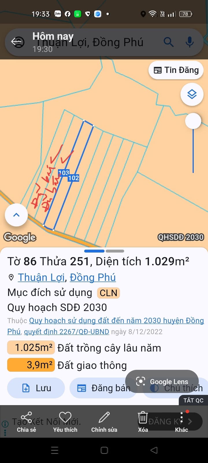Đất dự án bán gấp tại Thuận Lợi, Đồng Phú 1,1ha - Sổ đỏ chính chủ