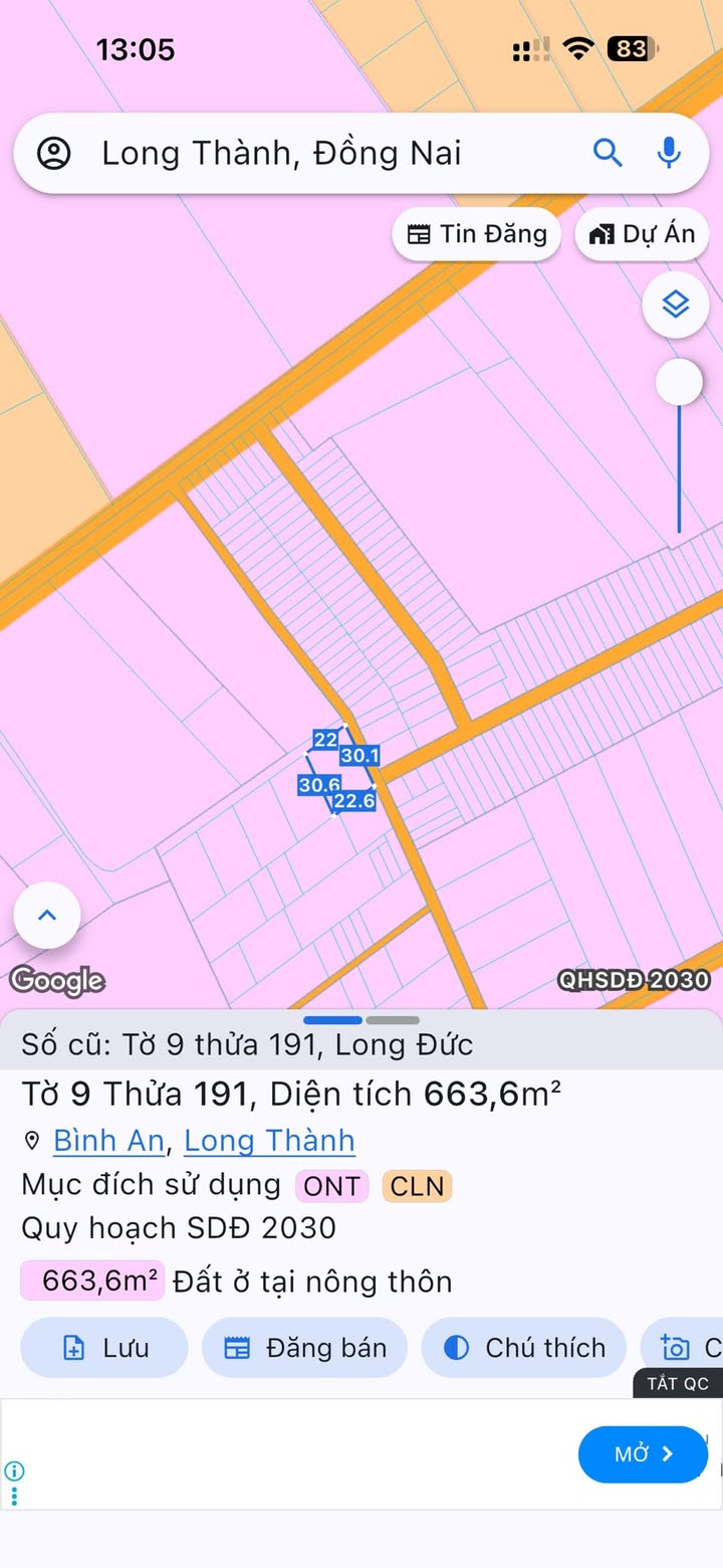 Đất thổ cư 570m² tại Bình An, Long Thành - Mặt tiền 30m, giá tốt thương lượng!