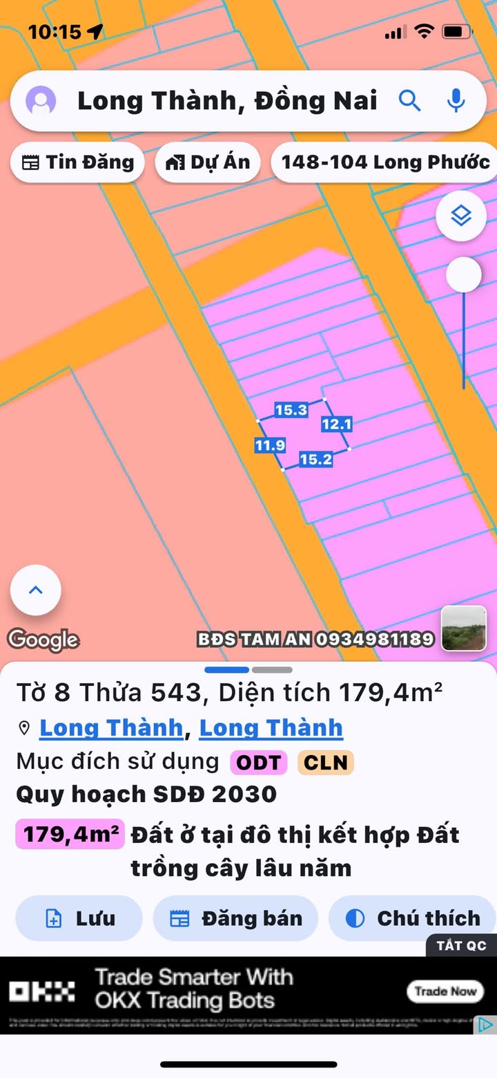 Đất Thị Trấn Long Thành 180m² giá 11 tỷ - Sổ hồng chính chủ, thổ cư 100%!