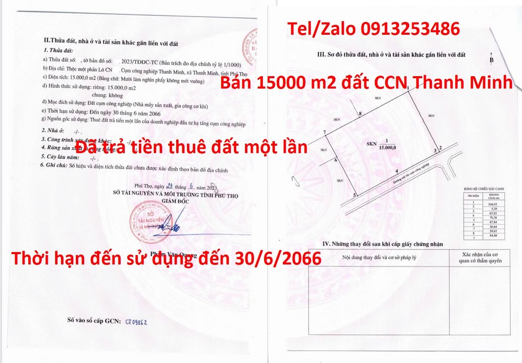 Đất sản xuất 15,000m² CCN Thanh Minh, Phú Thọ - Sổ đỏ chính chủ, giá thỏa thuận!