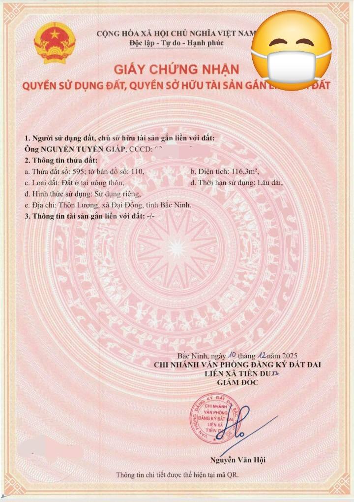 Đất nền tại xã Tri Phương, Tiên Du, Bắc Ninh 116m² - Kinh doanh sầm uất, chính chủ!