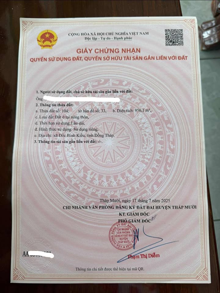 Đất thổ cư 940m² tại Đốc Binh Kiều, Tháp Mười - Giá chỉ 900 triệu!