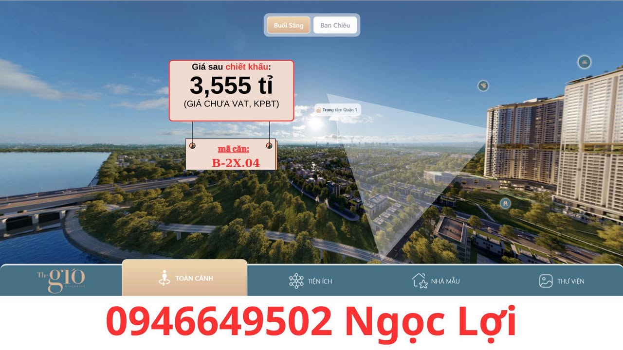 Căn hộ The Gió Riverside Dĩ An 75m² giá 3.555 tỷ - View sông Đồng Nai tuyệt đẹp!