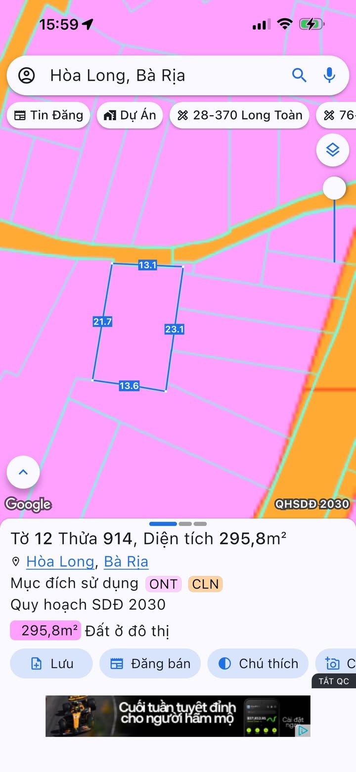 Đất nền Phường Tam Long 286m² giá 2 tỷ - Gần chợ Hòa Long, vị trí đắc địa!