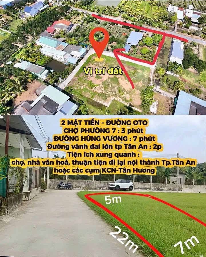 Đất thổ cư hẻm Vũ Tiến Trung, An Vĩnh Ngãi 110m² giá 600 triệu - Sổ hồng chính chủ