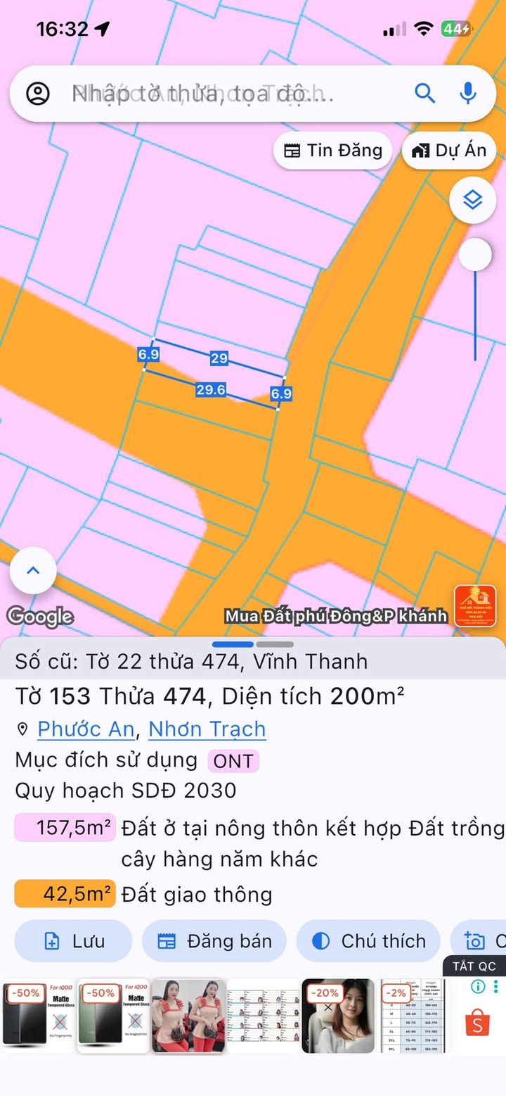 Đất thổ cư Vĩnh Thanh, Nhơn Trạch 200m² giá 2.9 tỷ - Cơ hội đầu tư tuyệt vời!