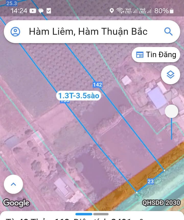 Đất thổ cư Hàm Liêm 3600m² giá 1.15 tỷ - Bán gấp, mặt tiền kênh chính!