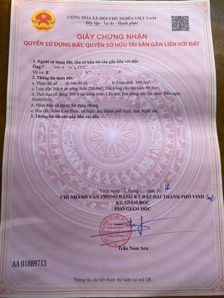 Đất nền tại Khối Kim Phúc, Nghi Ân, 299,5m² giá chỉ 3,5 tỷ - Đường 2 mặt tiện lợi!