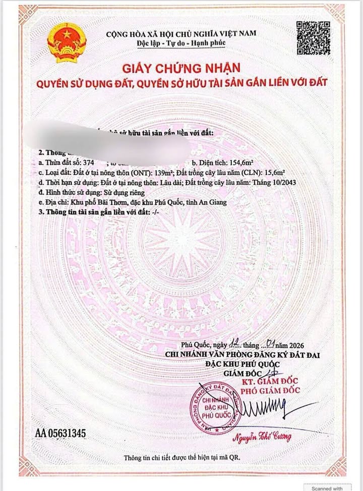 Đất nền Bãi Thơm, An Giang 5000000m² - Sổ đỏ chính chủ, giá thỏa thuận!