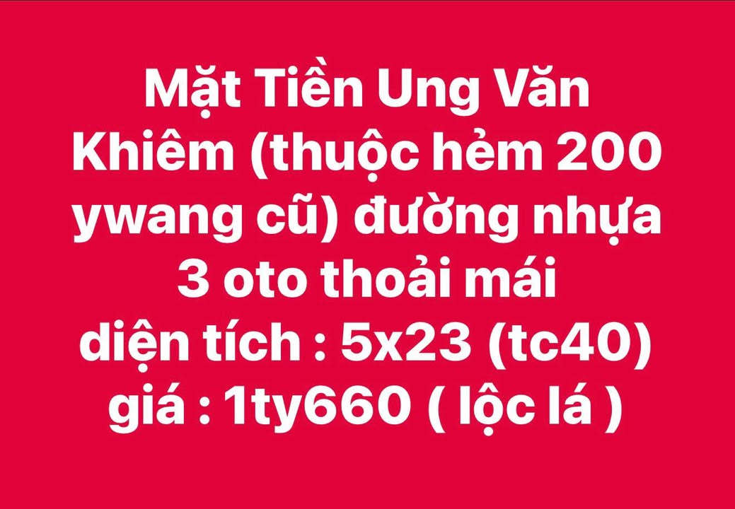 Nhà mặt tiền Ung Văn Khiêm, Quận Bình Thạnh, 115m² giá 1.66 tỷ - Đầu tư sinh lời hấp dẫn!