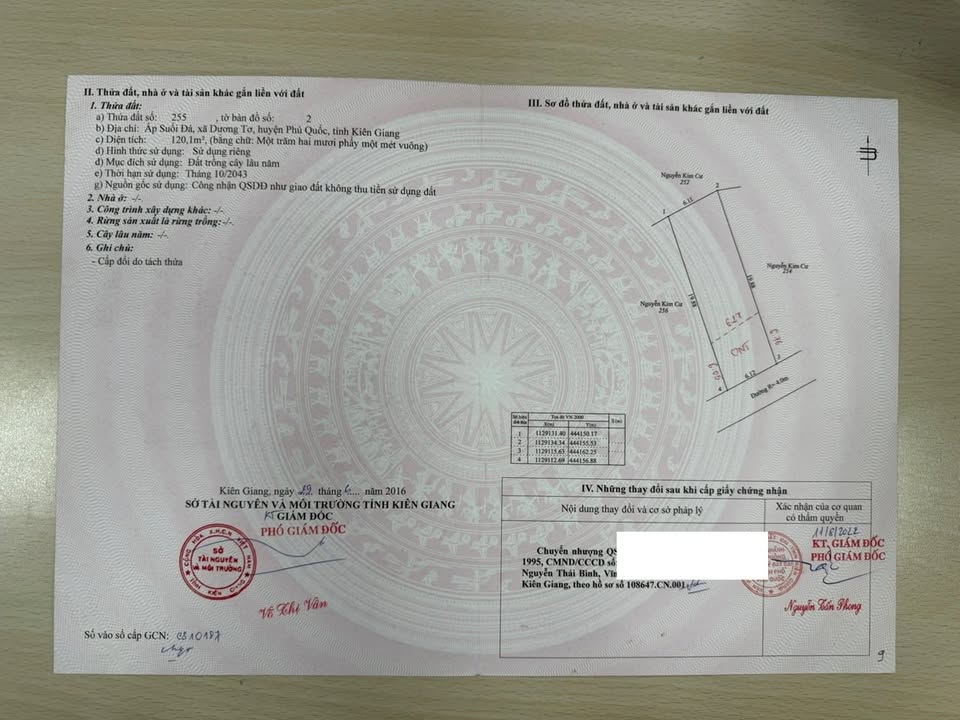 Đất thổ cư 120m² tại xã Dương Tơ, Phú Quốc – Đường rộng 9m, pháp lý rõ ràng!