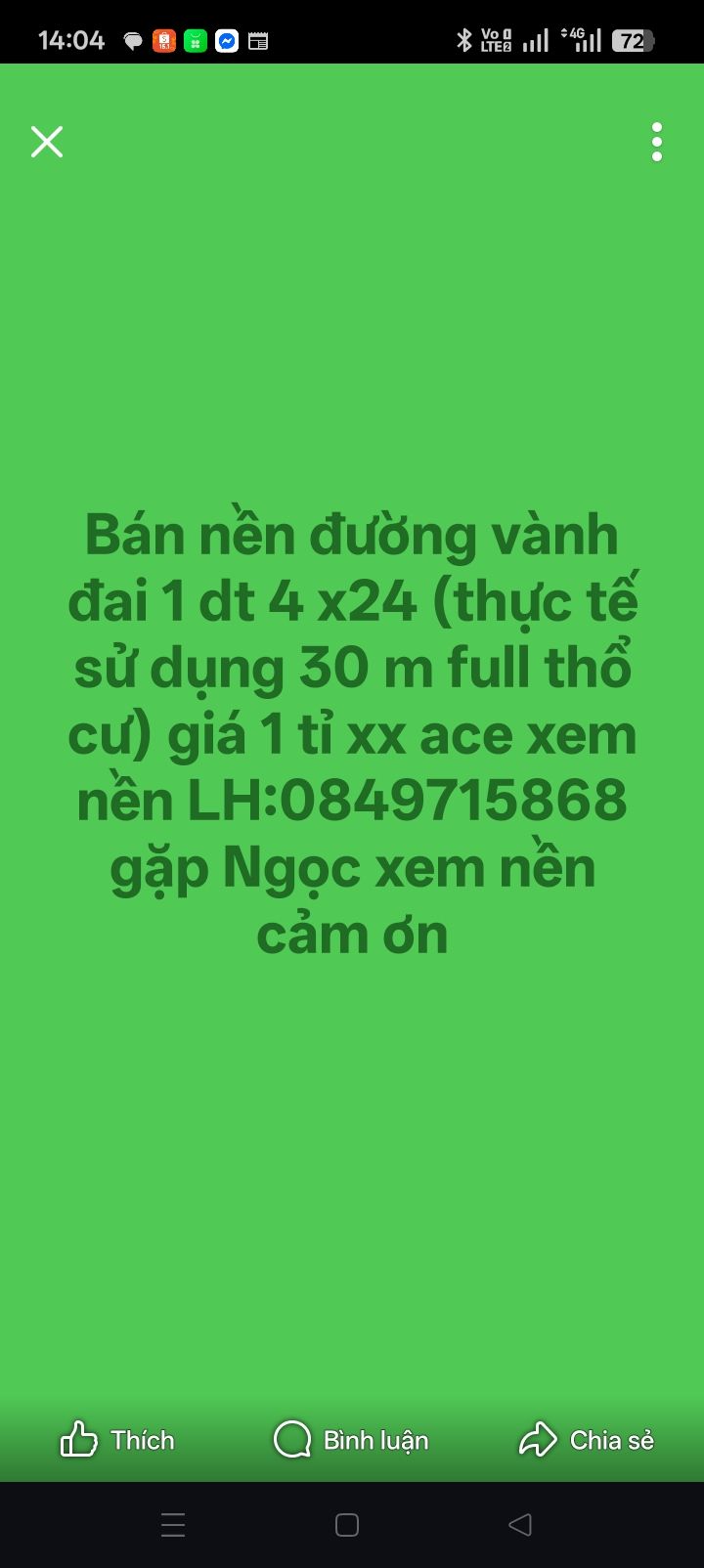 Đất nền đường Vành Đai Bạc Liêu 120m² giá 1 tỷ - Đầu tư sinh lời ngay!