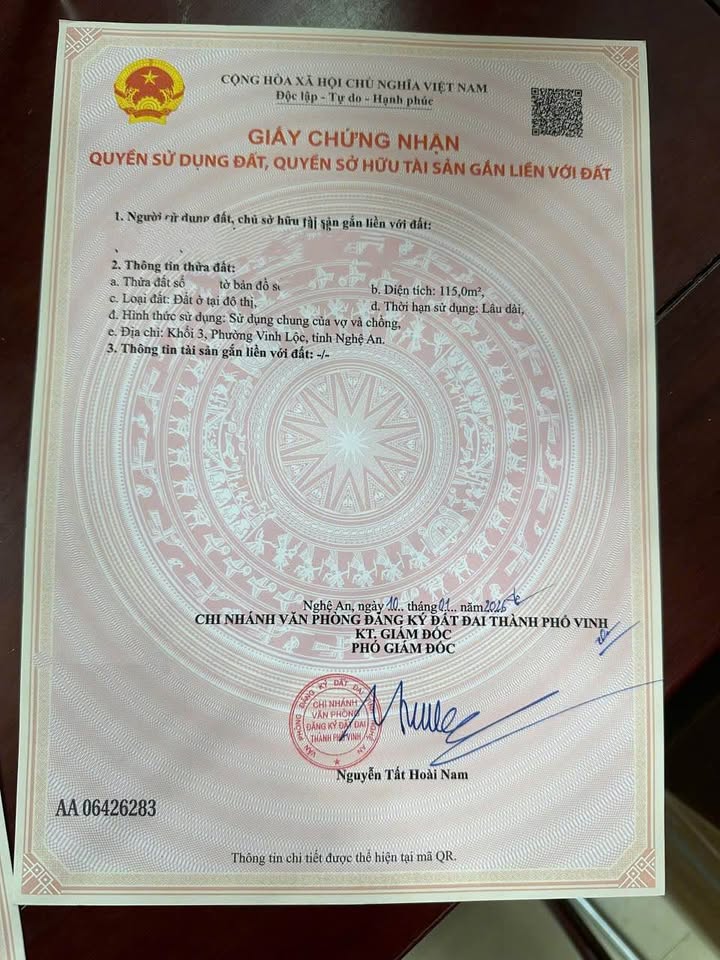 Đất mặt đường Phạm Duy Thanh, Nghi Phong, 115m² giá 3.75 tỷ - Vị trí đắc địa cho đầu tư!