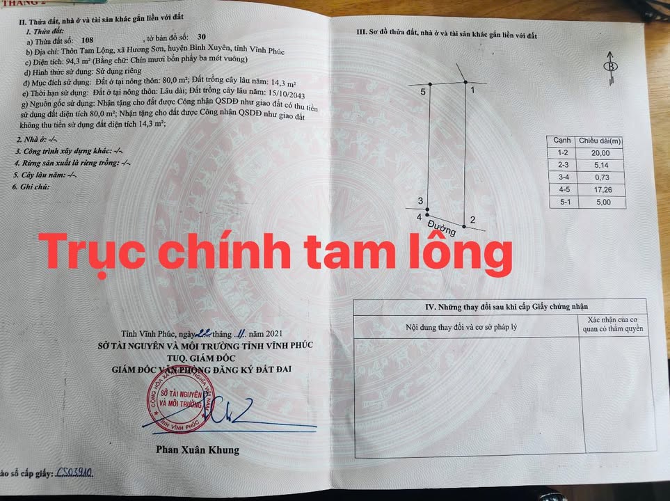 Đất nền chính chủ Tam Lộng, Bình Xuyên 94m² giá 2.4 tỷ - Đầu tư sinh lời ngay!