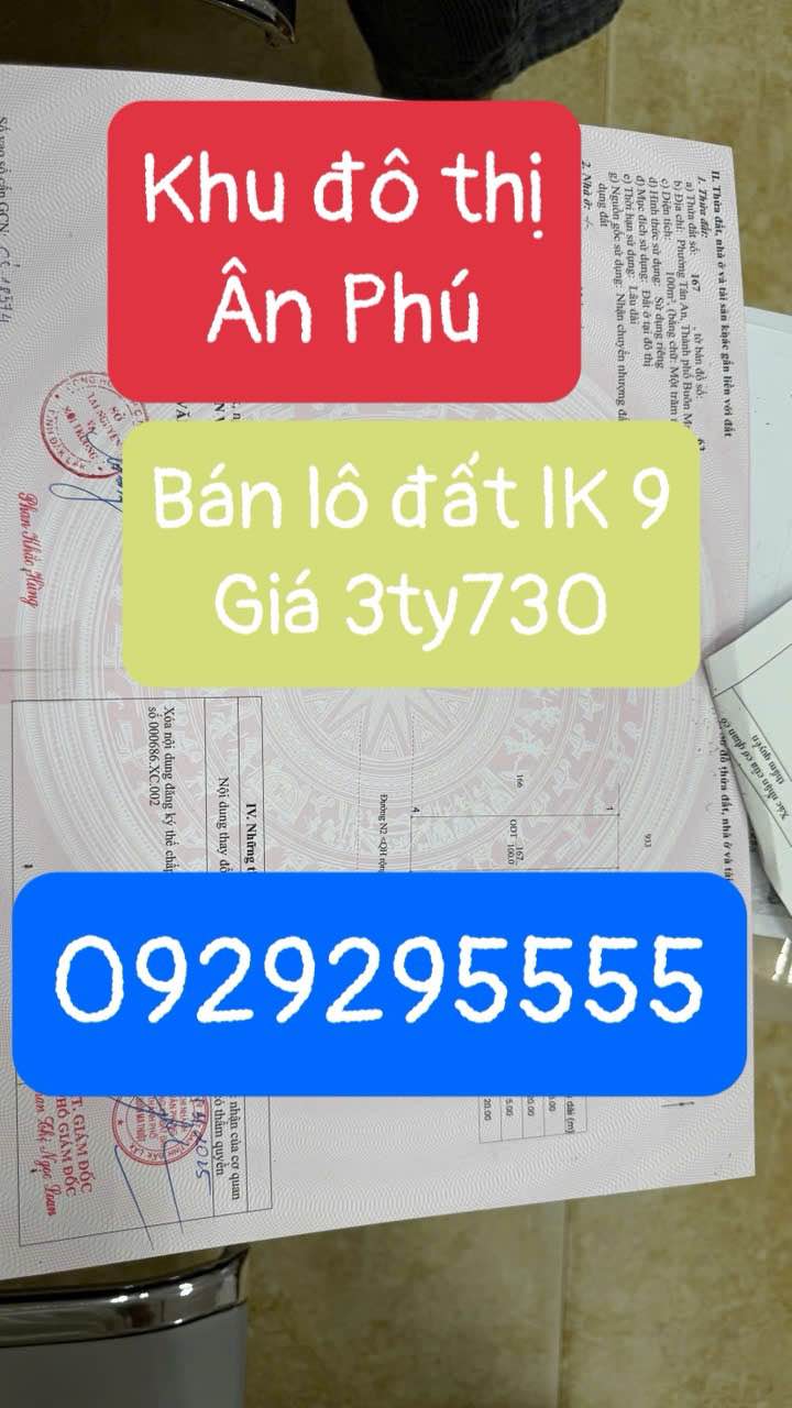 Townhouse Lô LK9 Ân Phú, Buôn Ma Thuột 100m² giá 3.73 tỷ - Giá tốt hơn hàng xóm 200 triệu!