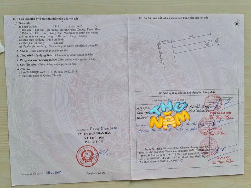 Đất nền 2 mặt tiền mb 79 Tân Phong, Quảng Xương 405m² - Hàng hiếm, đầu tư lý tưởng!