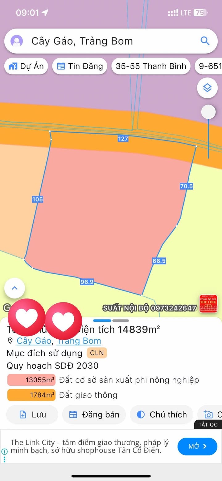 Đất nền Cây Gáo, Trảng Bom 15000m² giá 13.5 tỷ - Đầu tư sinh lời hấp dẫn!