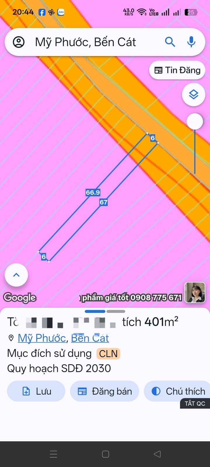 Đất thổ cư Nhánh Dh605 Mỹ Phước 960m² giá 1 tỷ - Cơ hội đầu tư tuyệt vời!