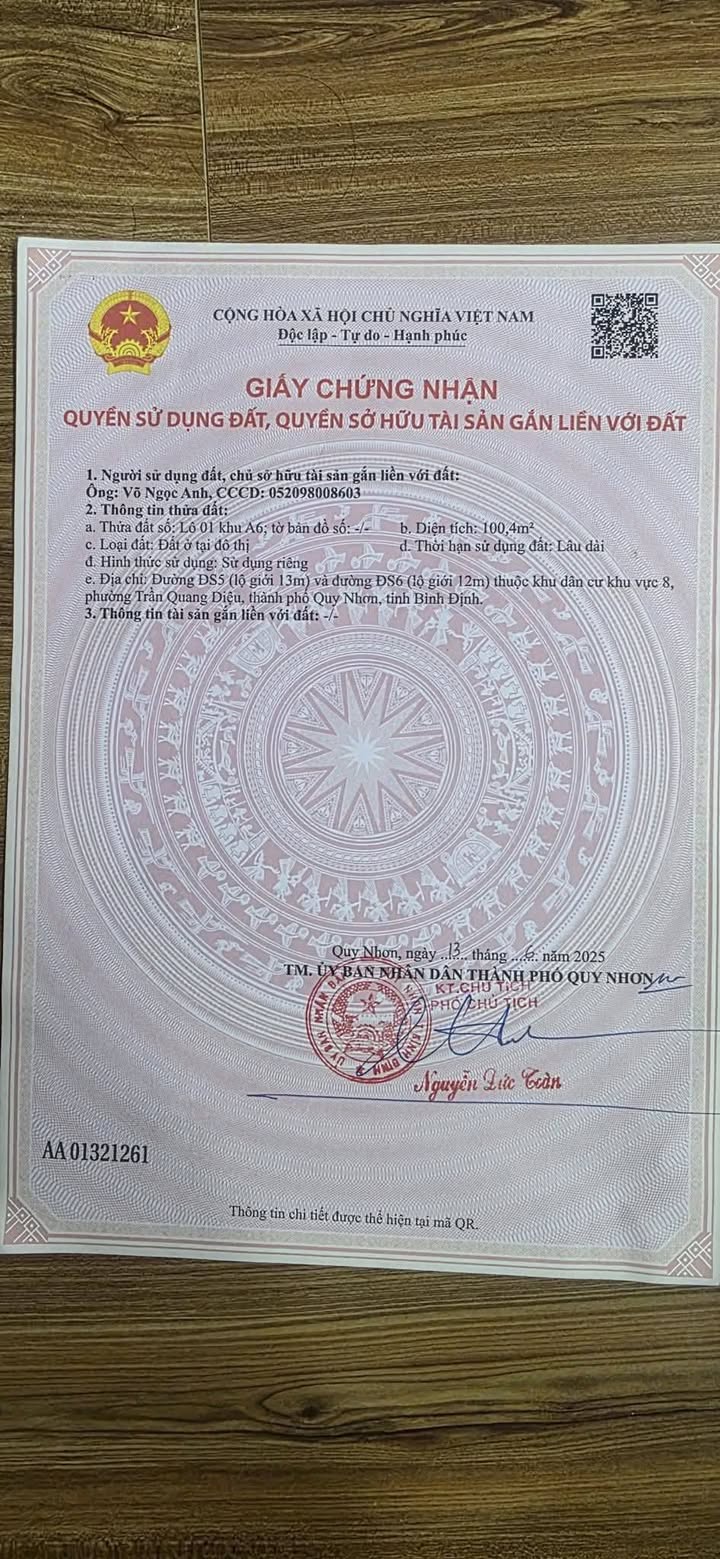 Đất lô góc Trần Quang Diệu 104m² giá 2.5 tỷ - Cơ hội đầu tư hấp dẫn!