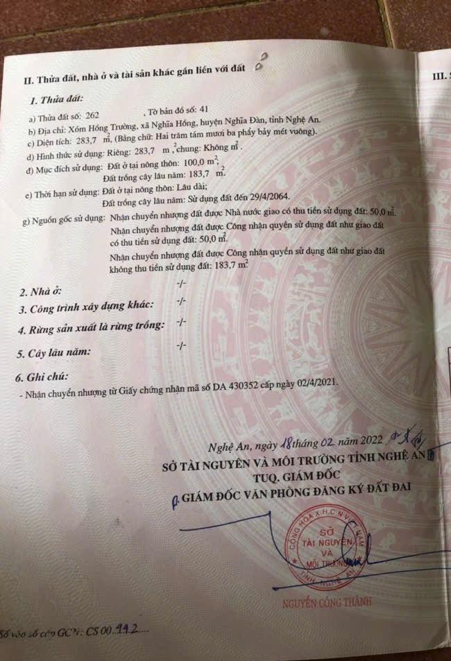 Đất liền kề Nghĩa Hồng 283m² - Chính chủ bán gấp!