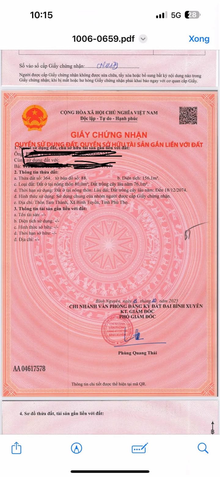 Lô đất thổ cư 156m² tại Tam Thành, Vĩnh Phúc - Cơ hội đầu tư vàng!