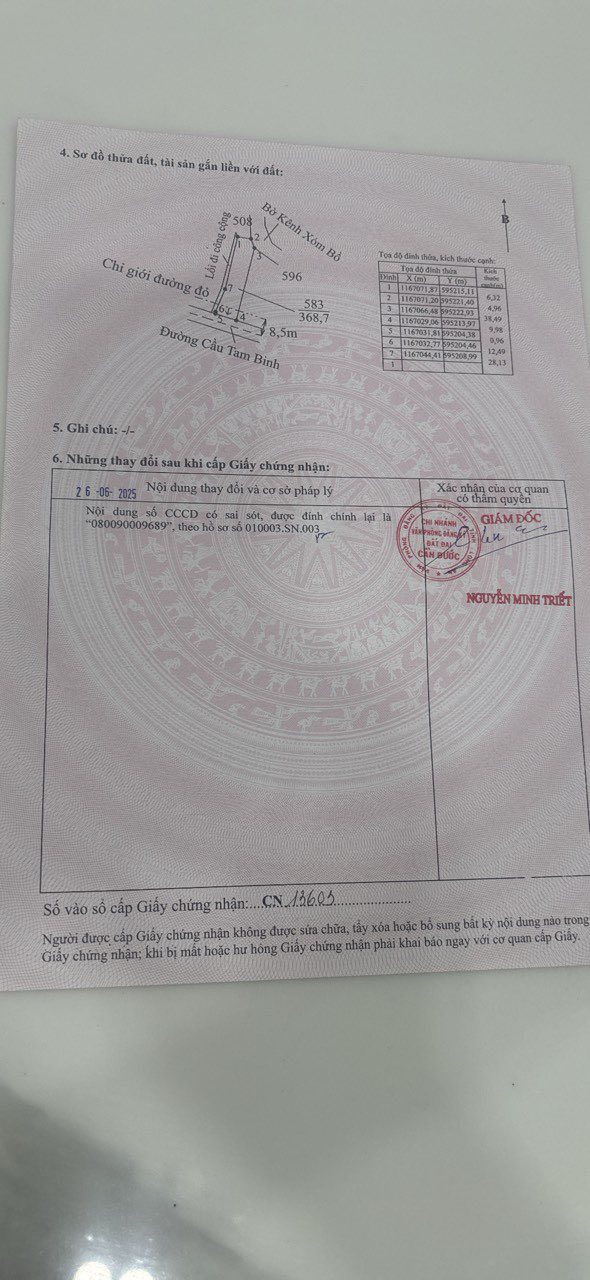 Lô đất thổ cư 368m² tại Nhựa Tam Bình, Mỹ Lệ - Giá rẻ, xây dựng tự do!