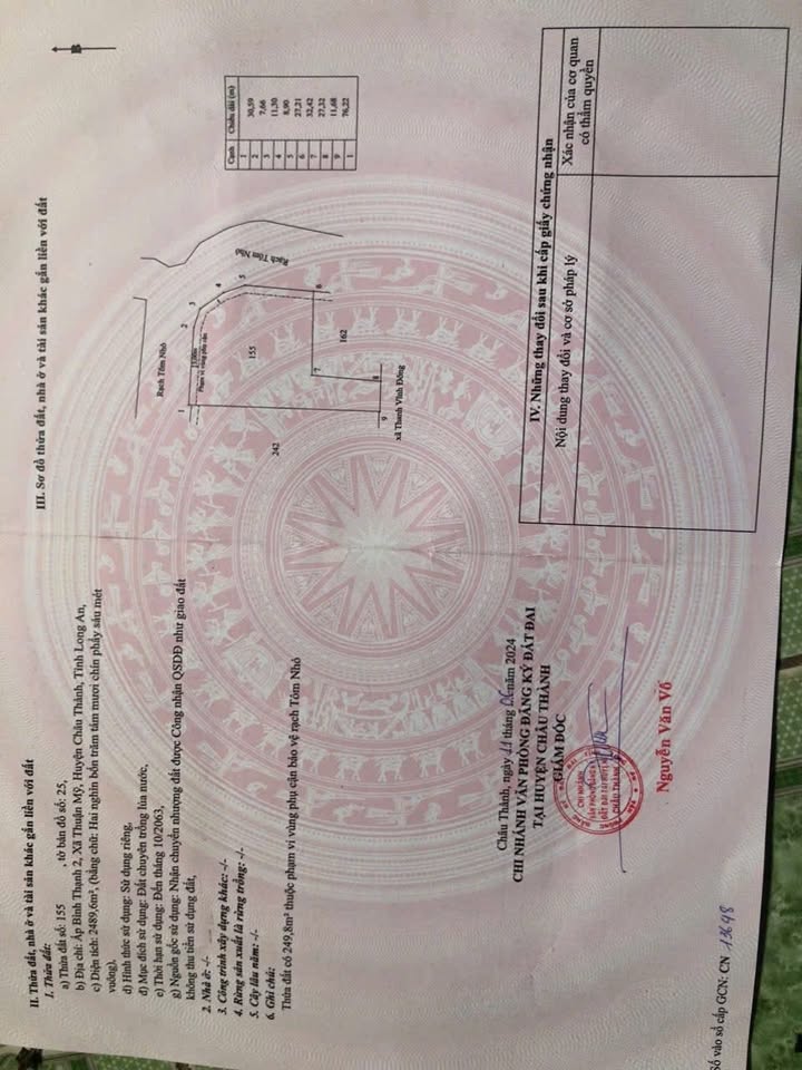 Đất nông nghiệp Xã Thuận Mỹ, Huyện Châu Thành, Long An 2489m² - Giá 1.2 tỷ, thương lượng ngay!