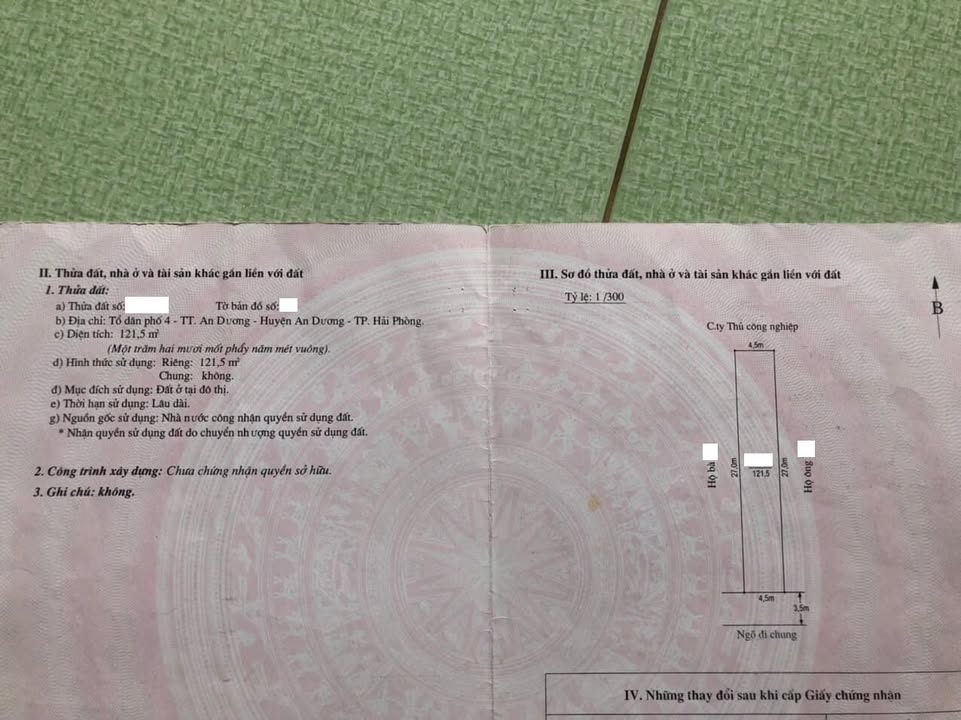 Đất nền phường An Dương 121,5m² giá 3,2 tỷ - Mặt tiền 4,5m, ô tô vào tận đất!