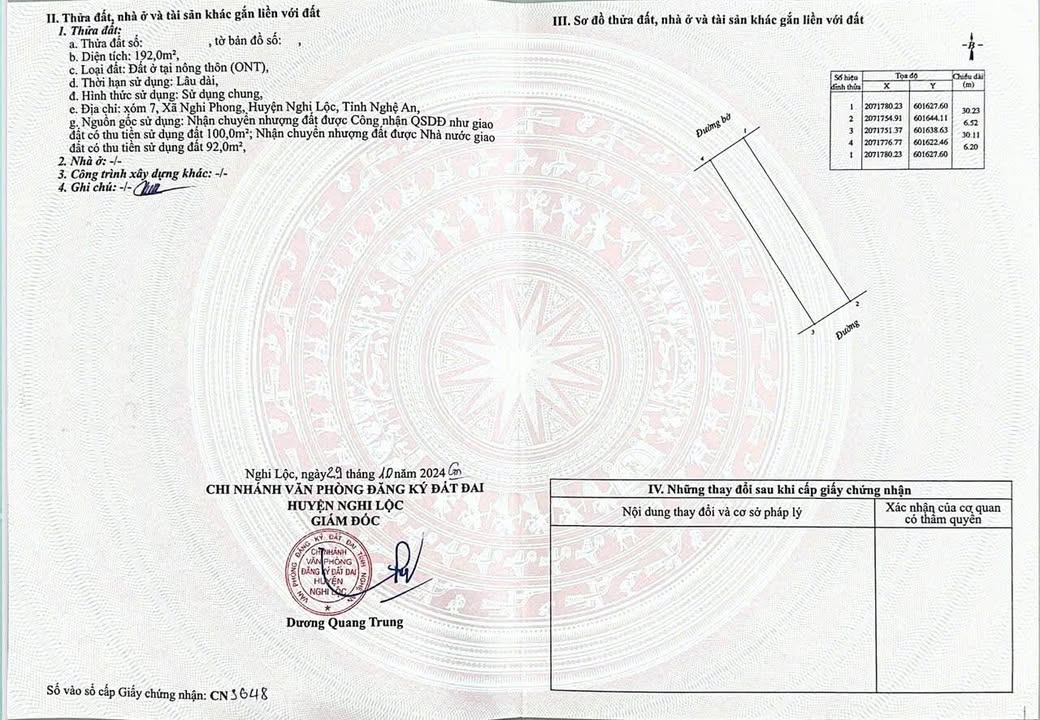 Đất nền Khối 7 Nghi Phong, Vinh Lộc 192m² giá 2.94 tỷ - Đường rộng thoáng mát!