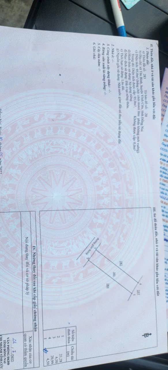 Đất Vĩnh Cửu - Tân Bình 95m² giá 1.15 tỷ - Sổ riêng thổ cư, đường ô tô