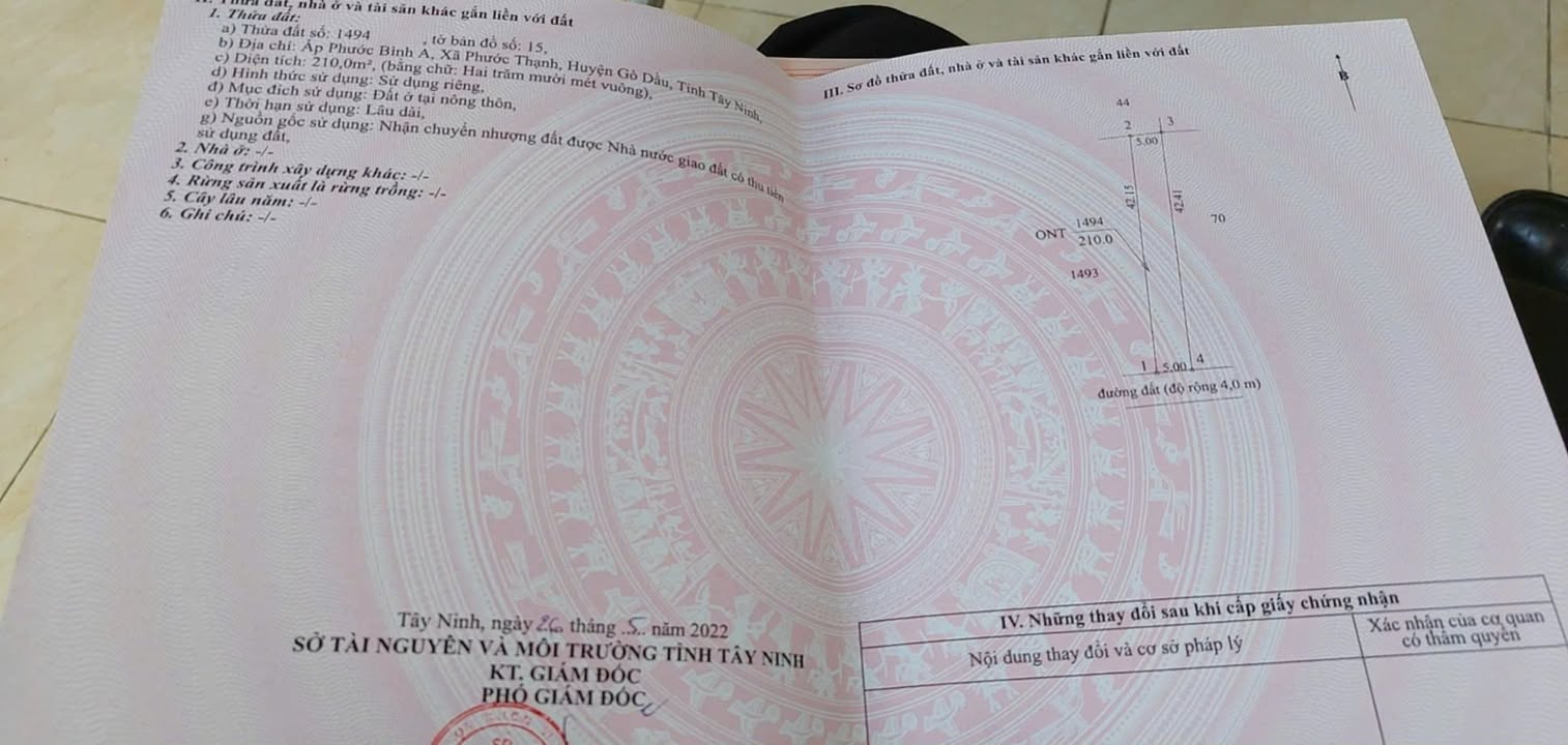 Đất Phước Thạnh Gò Dầu 210m² giá 680 triệu - Pháp lý rõ ràng, sẵn sàng giao dịch!