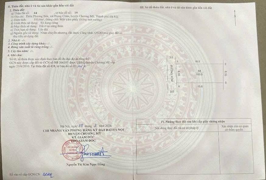 Đất nền 100m² tại TDP Phương Bản, Chương Mỹ giá chỉ 4.999 tỷ - Cơ hội đầu tư hấp dẫn!