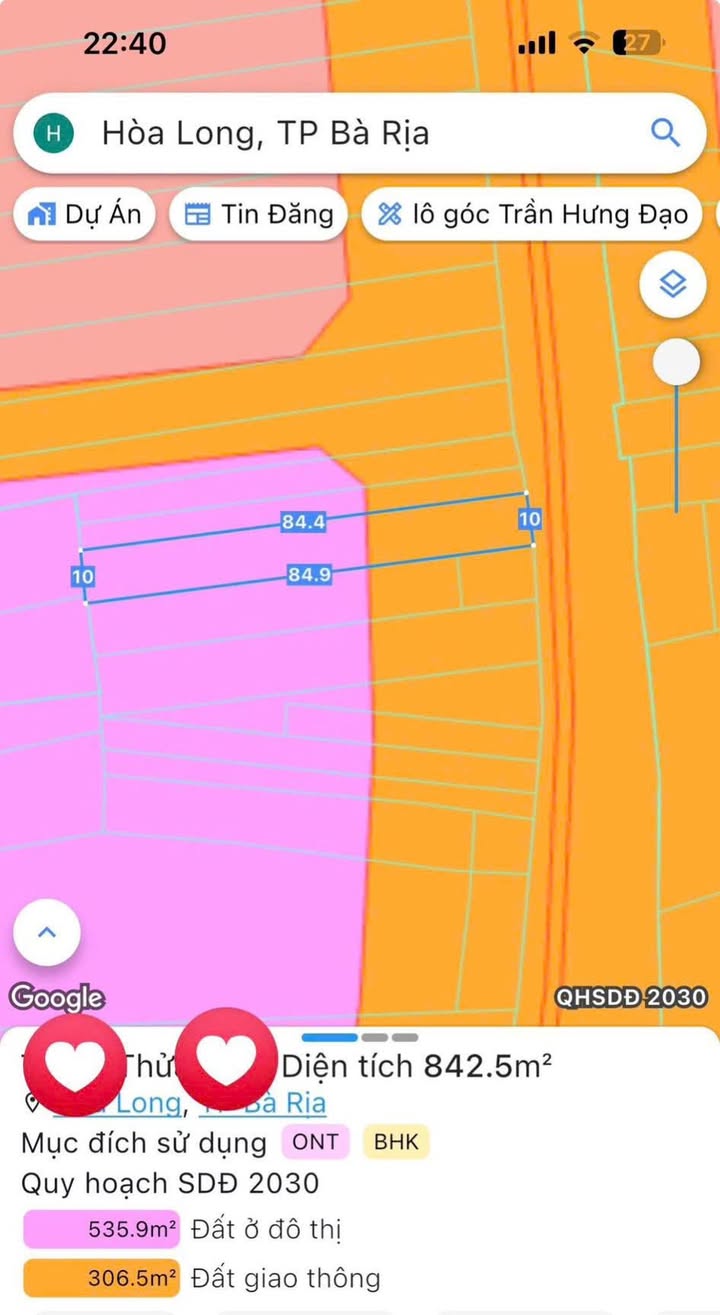 Đất nền 843m² mặt tiền QL56 Hòa Long giá chỉ 8.5 tỷ - Sẵn sàng đầu tư!