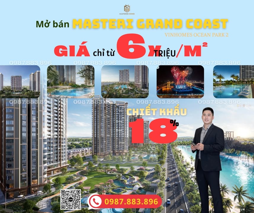 Căn hộ Masterise Grand Coast Ocean Park 2 3PN, 4PN giá từ 68 triệu - Sở hữu lâu dài!