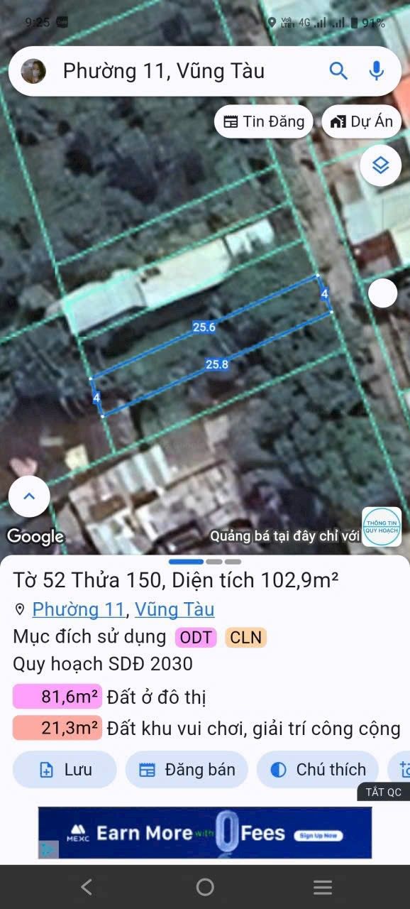 Đất ở Phường 11, TP Vũng Tàu 102m² giá 2.22 tỷ - Hẻm thông thoáng, thuận lợi!
