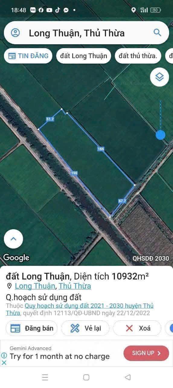 Đất lúa 11.000m² tại Long Thuận - Giá chỉ 39.6 tỷ - Cơ hội đầu tư tuyệt vời!