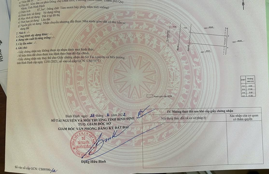 Đất mặt tiền Nguyễn Diêu, Quy Nhơn 87.5m² giá 3 tỷ - Cơ hội đầu tư hấp dẫn!